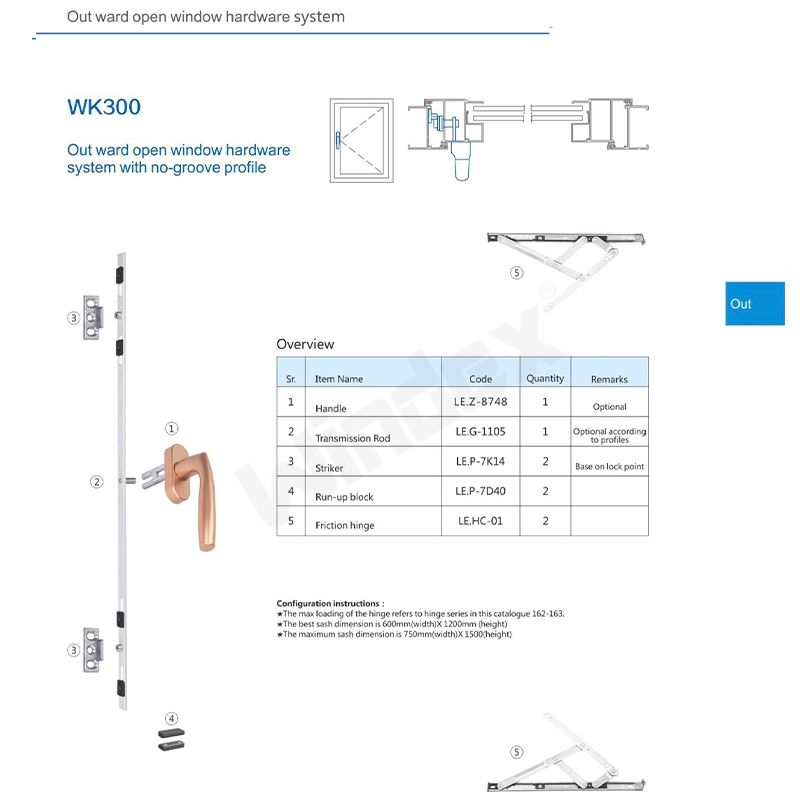 Outward open window hardware WK300