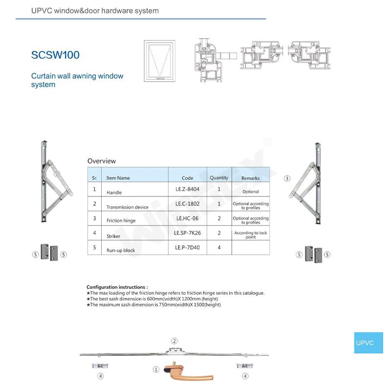 Top hung window hardware SCSW100