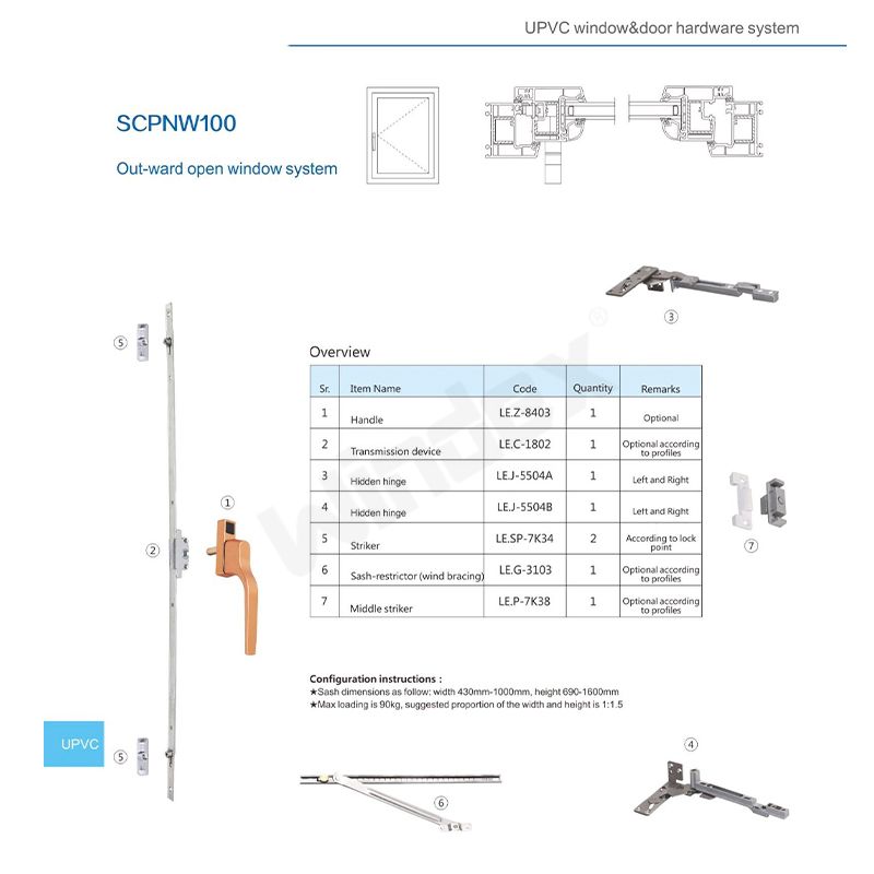 Outward open window hardware SCPNW100