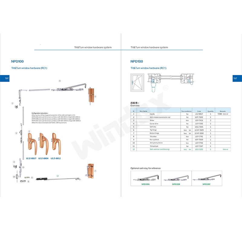 Tilt&Turn inward opening window hardware NPD100