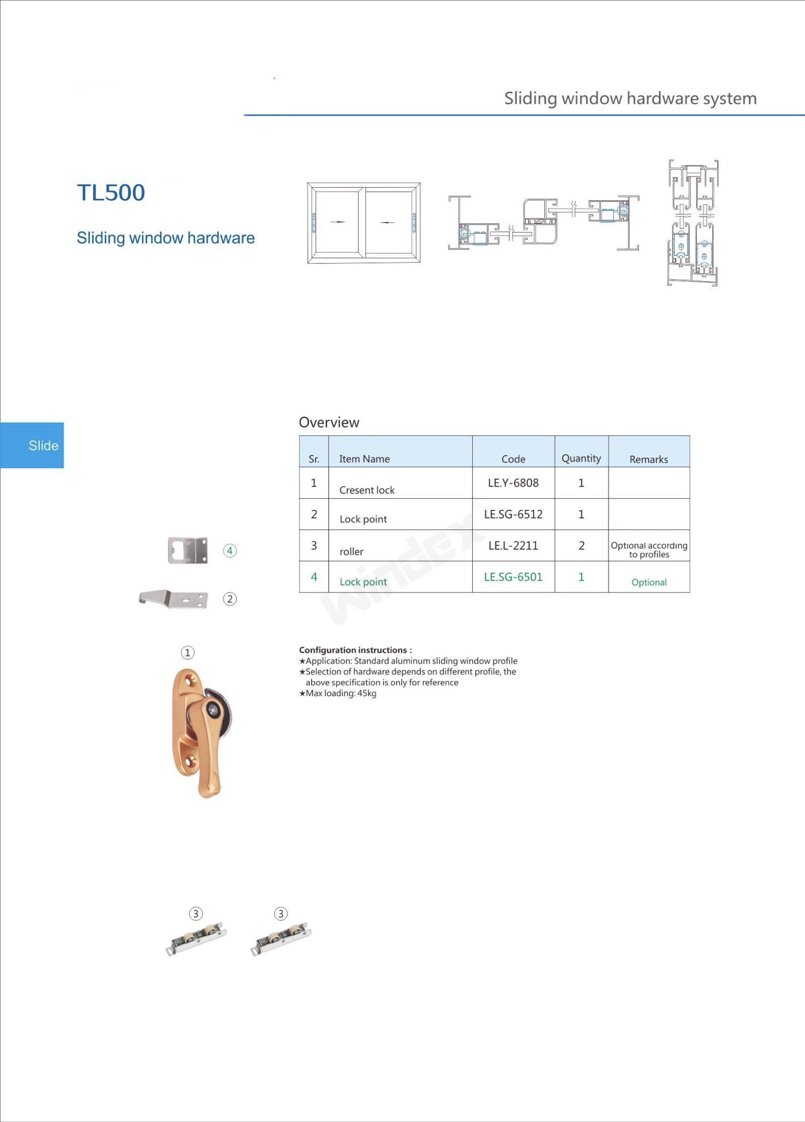 Sliding window hardware TL600