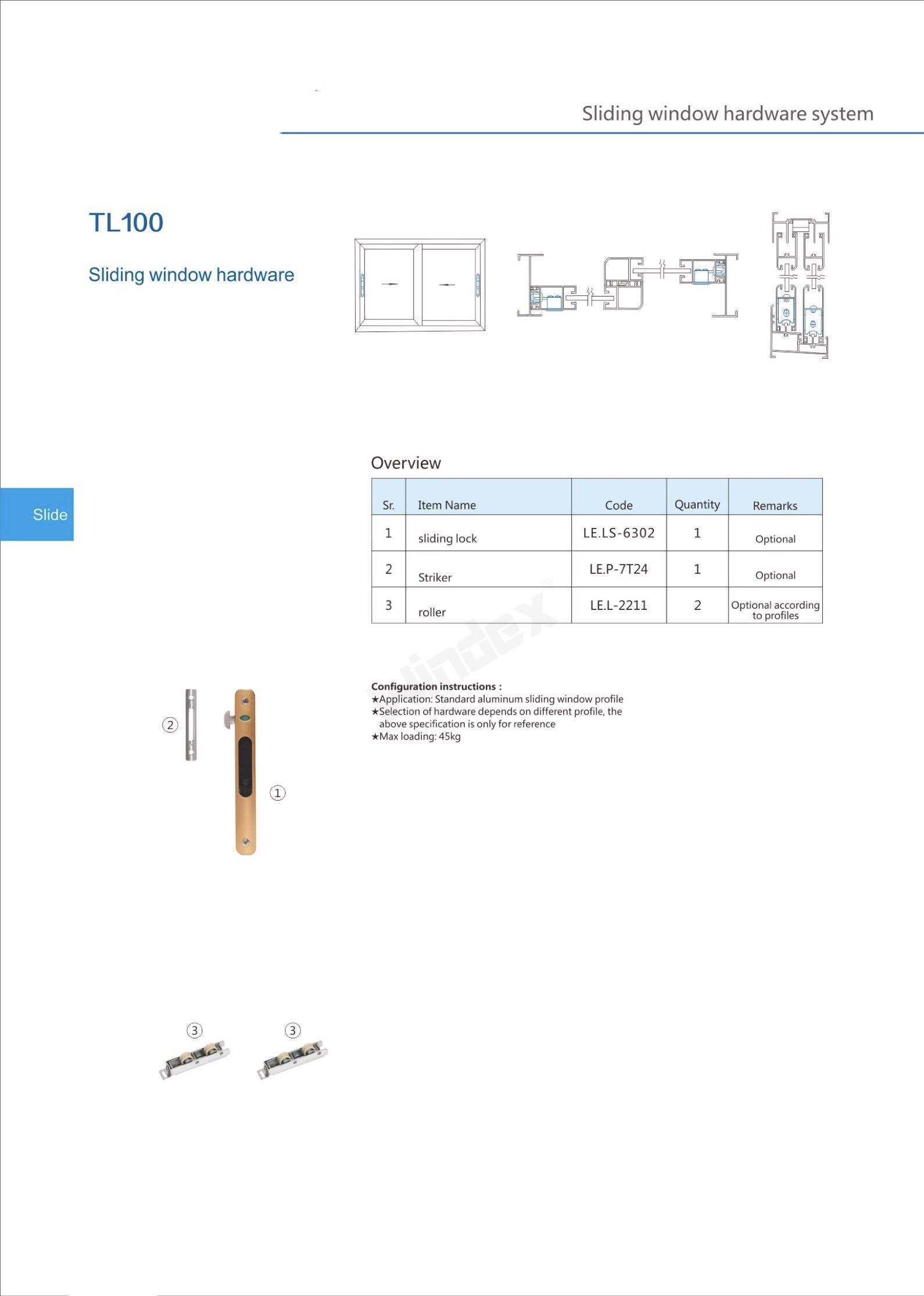 Sliding window hardware TL100