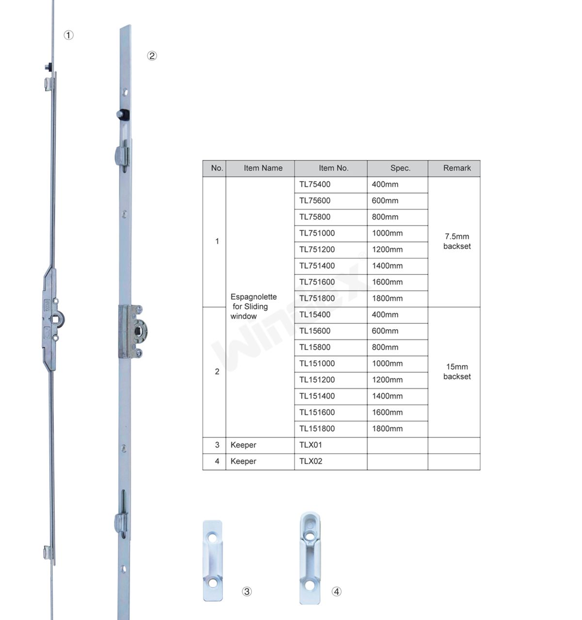 Sliding window espagnolette