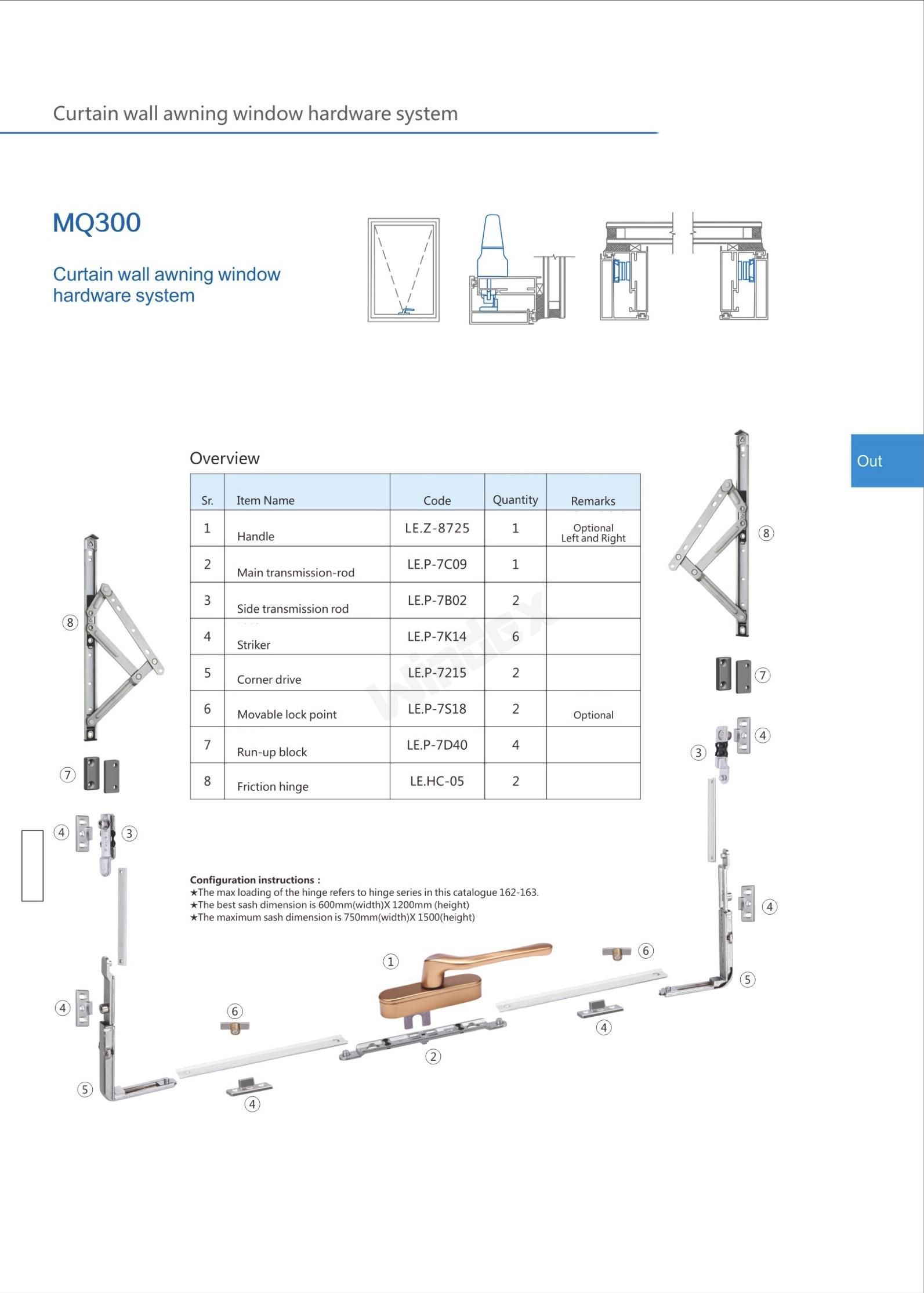 Curtain wall window MQ300